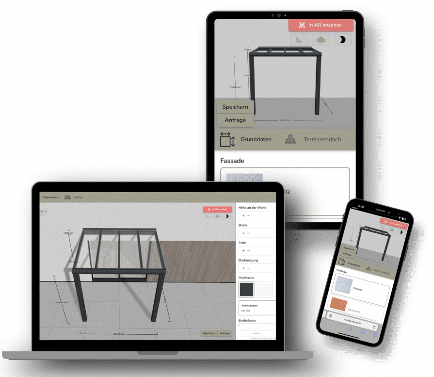 Terrassenüberdachung aus Glas in einem Garten in Lingen